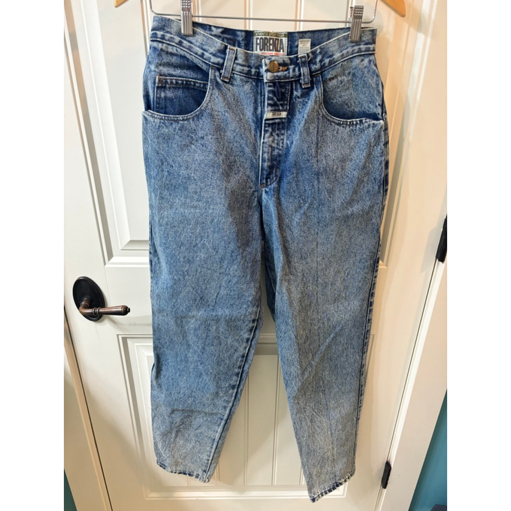 Vintage Forezena Blue Acid Wash Ankle Jeans Size 10 Made in Italy